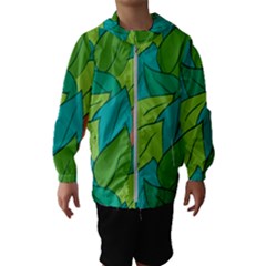 Leaves Pattern Autumn Background Kids  Hooded Windbreaker by Ravend