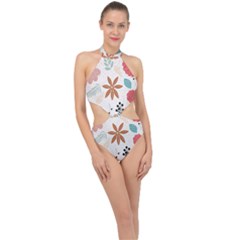 Nature Flora Background Wallpaper Halter Side Cut Swimsuit by Ravend