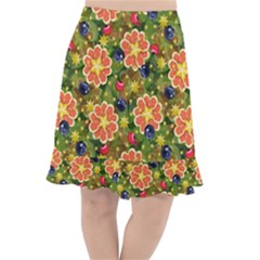 Fruits Star Blueberry Cherry Leaf Fishtail Chiffon Skirt by Ravend