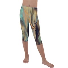 Abstract Painting In Colored Paints Kids  Lightweight Velour Capri Leggings  by Ravend