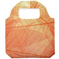 Orange Leaf Texture Pattern Foldable Grocery Recycle Bag by Ravend