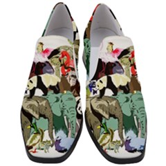 Zoo-animals-peacock-lion-hippo Women Slip On Heel Loafers by Pakrebo