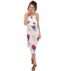 Ice Cream Popsicles Wallpaper Waist Tie Cover Up Chiffon Dress by Ravend