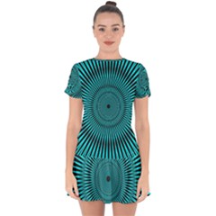 Illusion Geometric Background Drop Hem Mini Chiffon Dress by Ravend