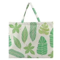 Watercolor Banana Leaves  Zipper Large Tote Bag by ConteMonfrey