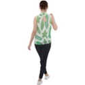 Watercolor Banana Leaves  Mock Neck Chiffon Sleeveless Top View2