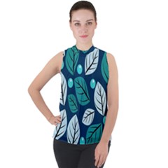 Vibrant Fall Autumn   Mock Neck Chiffon Sleeveless Top by ConteMonfrey