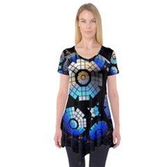 Illustration Tech Galaxy Robot Bot Science Short Sleeve Tunic  by danenraven