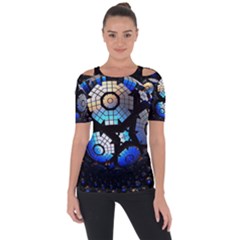 Illustration Tech Galaxy Robot Bot Science Shoulder Cut Out Short Sleeve Top by danenraven