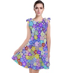 Illustration Background Flower Pattern Floral Tie Up Tunic Dress by danenraven