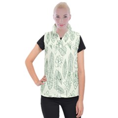 Banana Leaves Draw  Women s Button Up Vest by ConteMonfrey