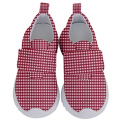 Red Gingham Check Kids  Velcro No Lace Shoes by artworkshop