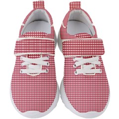 Red Gingham Check Kids  Velcro Strap Shoes by artworkshop