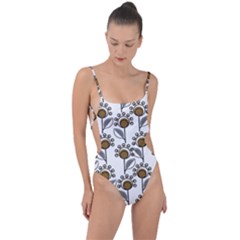 Daisy Minimalist Leaves Tie Strap One Piece Swimsuit by ConteMonfrey