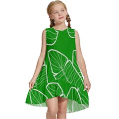 Green Banana Leaves Kids  Frill Swing Dress by ConteMonfrey