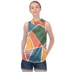 Geometric Colors   High Neck Satin Top by ConteMonfrey