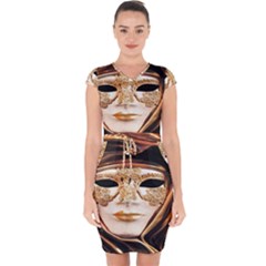 Venetian Mask Capsleeve Drawstring Dress  by ConteMonfrey