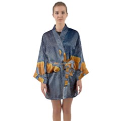 Pasta Is Art - Italian Food Long Sleeve Satin Kimono by ConteMonfrey