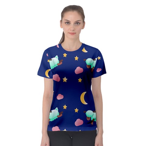 Sleepy Sheep Star And Moon Women s Sport Mesh Tee by danenraven