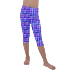 Background Mosaic Purple Blue Kids  Lightweight Velour Capri Leggings  by danenraven