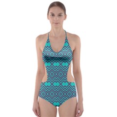 Abstract Chevron Zigzag Pattern Cut-out One Piece Swimsuit by danenraven