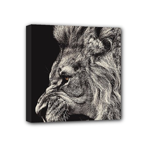 Angry Male Lion Mini Canvas 4  X 4  (stretched) by Jancukart