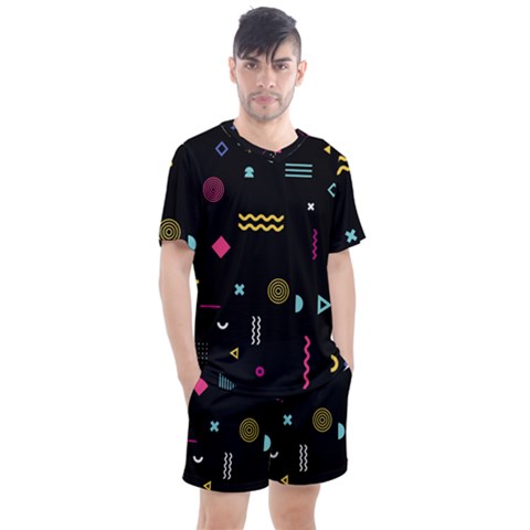 Geometric Art Colorful Shape Men s Mesh Tee And Shorts Set by Ravend