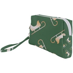 Gold Santa s Sleigh Green Print Wristlet Pouch Bag (small) by TetiBright