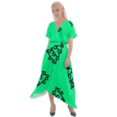 Tree With Ornaments Green Cross Front Sharkbite Hem Maxi Dress by TetiBright