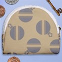 Gray Stripe Ornaments Brown Horseshoe Style Canvas Pouch View2