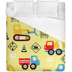 Seamless Pattern Vector Industrial Vehicle Cartoon Duvet Cover (california King Size) by Jancukart