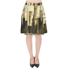 Architecture City House Velvet High Waist Skirt by Jancukart