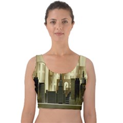 Architecture City House Velvet Crop Top by Jancukart