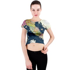 Map Italy Blue Crew Neck Crop Top by ConteMonfrey