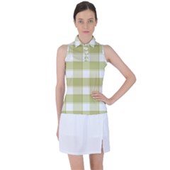 Green Tea Plaids - Green White Women s Sleeveless Polo Tee by ConteMonfrey