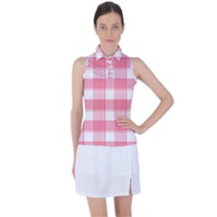 Pink And White Plaids Women s Sleeveless Polo Tee by ConteMonfrey