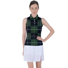 Modern Green Plaid Women s Sleeveless Polo Tee by ConteMonfrey