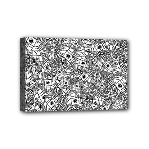 Weird Cute Fantasy Monsters Motif Pattern Mini Canvas 6  X 4  (stretched) by dflcprintsclothing