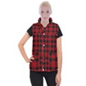 Red and black Plaids Women s Button Up Vest View1