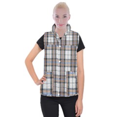 Cute Blue Grey White Plaids Women s Button Up Vest by ConteMonfrey