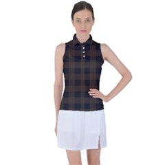 Brown And Black Plaids Women s Sleeveless Polo Tee by ConteMonfrey