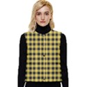 Black and yellow small plaids Women s Short Button Up Puffer Vest View1