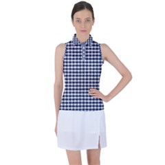 Small Blue And White Plaids Women s Sleeveless Polo Tee by ConteMonfrey