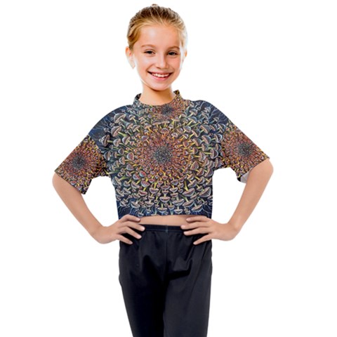 Mirror Fractal Kids Mock Neck Tee by Sparkle