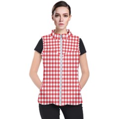 Straight Red White Small Plaids Women s Puffer Vest by ConteMonfrey