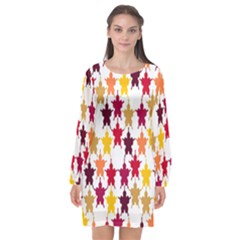 Abstract-flower Long Sleeve Chiffon Shift Dress  by nateshop