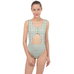 Green Tea White Small Plaids Center Cut Out Swimsuit by ConteMonfrey