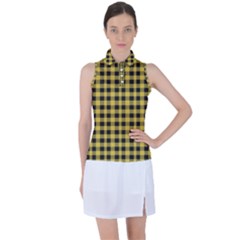 Black And Yellow Small Plaids Women s Sleeveless Polo Tee by ConteMonfrey