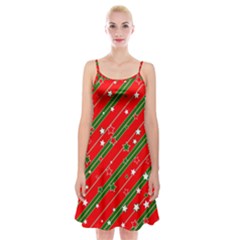 Xmash Christmas Stars Red Background Star Spaghetti Strap Velvet Dress by Wegoenart