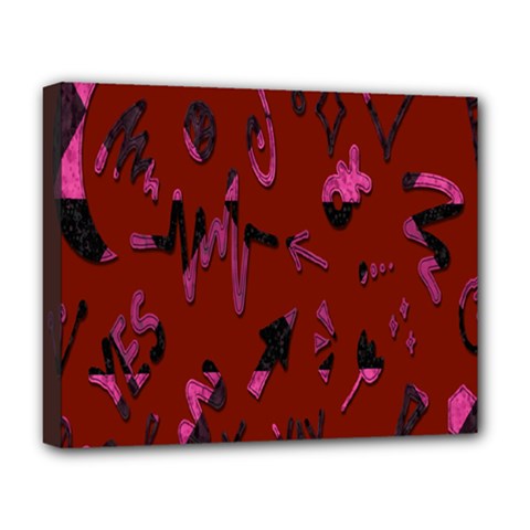 Doodles Maroon Deluxe Canvas 20  X 16  (stretched) by nateshop